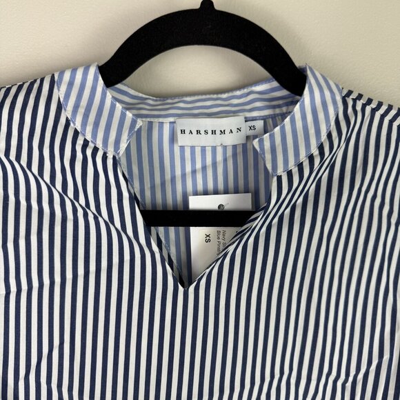 Harshman Blouse XS Stripe Stephanie Long Sleeve Contrast Button Shirt Anthro - Picture 4 of 11